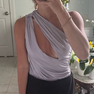 H:Ours Purple Metallic Bodysuit XXS